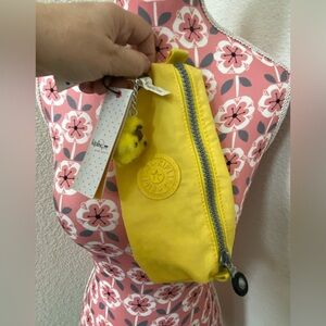 Kipling Yellow zip pouch NWT